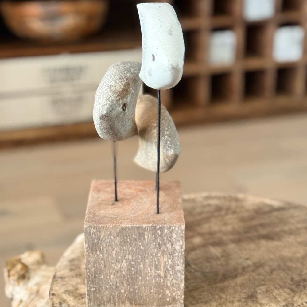 Wooden Fish Sculpture Trio - Neutral Coastal Decor - Picture 9 of 13